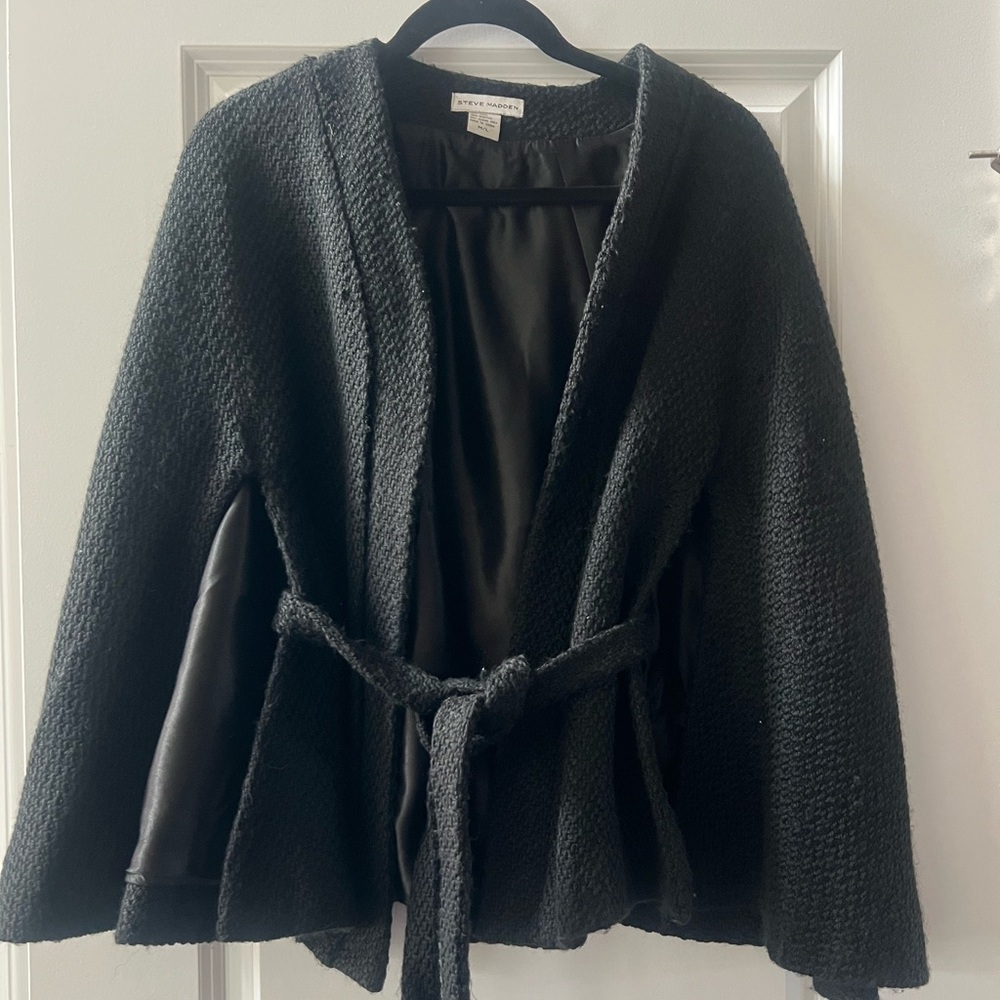 Steve Madden Black Women's Belted Cape